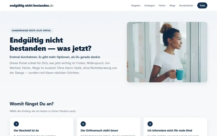 Startseite von endgültig-nicht-bestanden.de
