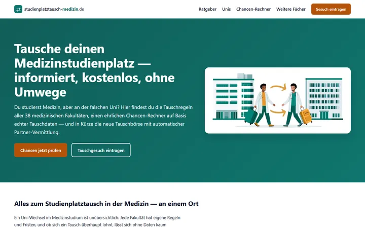 Startseite von studienplatztausch-medizin.de