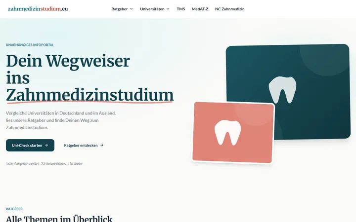 Startseite von zahnmedizinstudium.eu